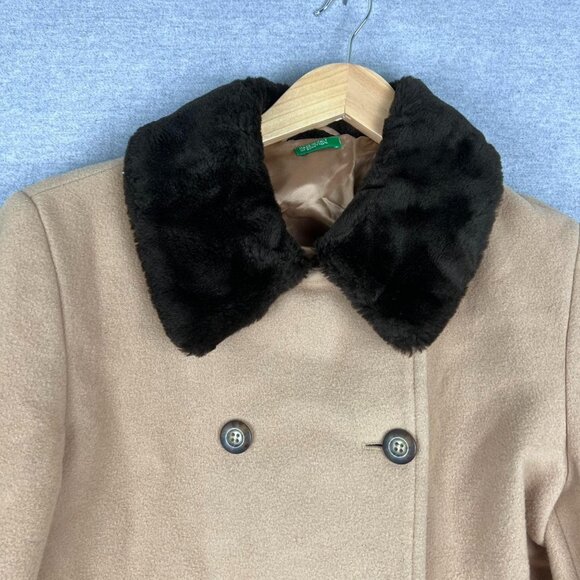 Vintage Made In Italy Benetton Fur Tan Jacket Size Xs 60s Jackie Kennedy - Picture 1 of 7
